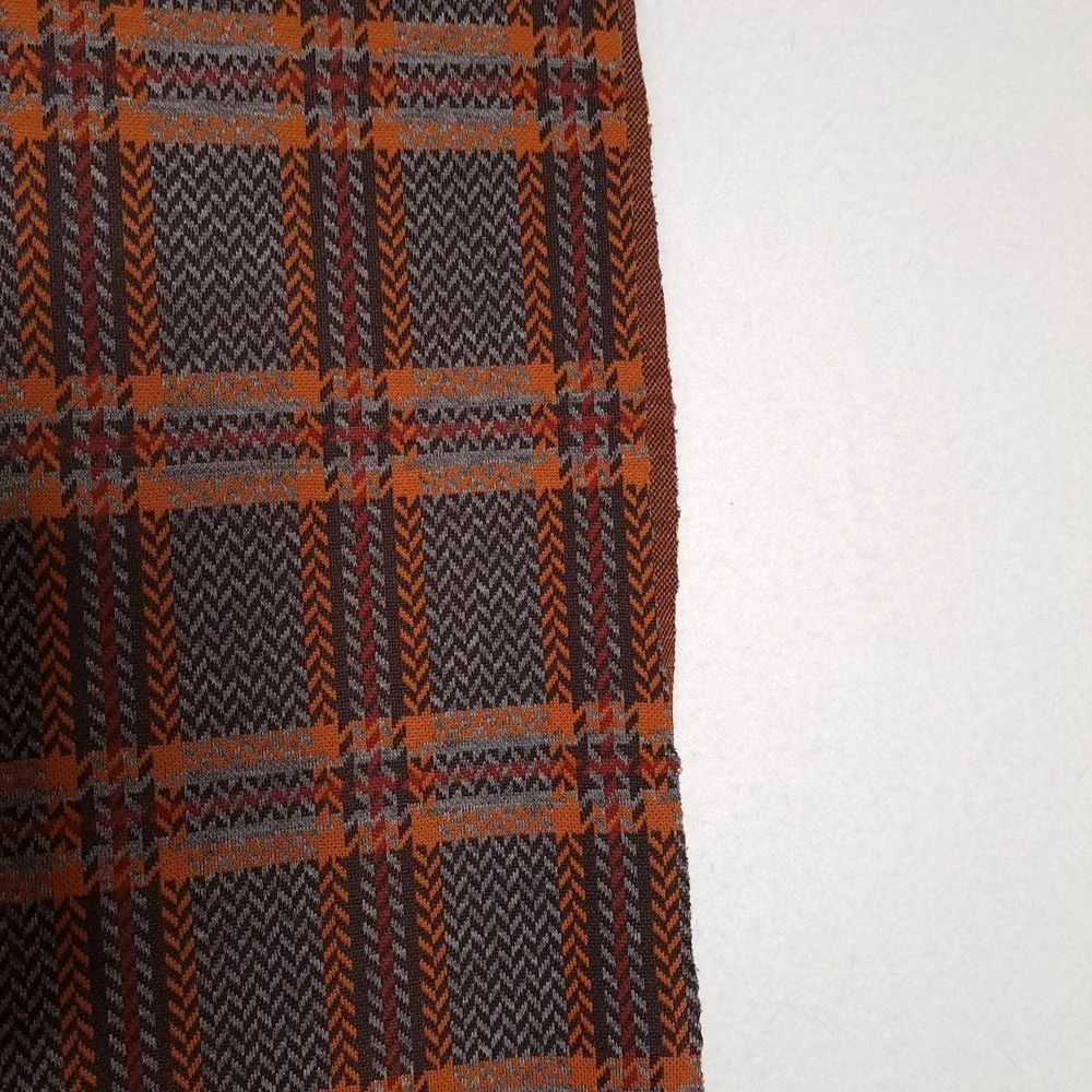 Vintage 1970s Plaid Herringbone Fabric 1.55 Yards 60